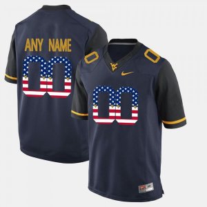 Men's West Virginia Mountaineers NCAA #00 Custom Blue Authentic Nike US Flag Fashion Stitched College Football Jersey SV15R13IT